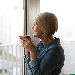 woman coffee thinking